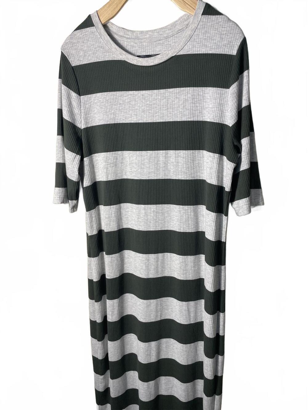 Banana Republic Ribbed Striped Midi Dress Large Maxi Stretch Casual Everyday